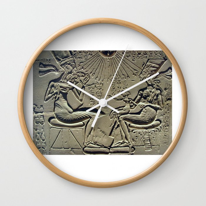 Ancient Egypt, Akhenaten, Nefertiti and their children. Wall Clock