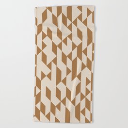 Abstract Geometric Pattern Mustard and Ivory Beach Towel