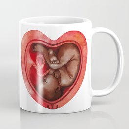 Watercolor fetus inside the heart shaped Coffee Mug
