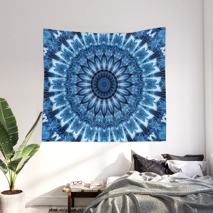 Mandala cool blue Wall Tapestry by Christine Baessler Society6