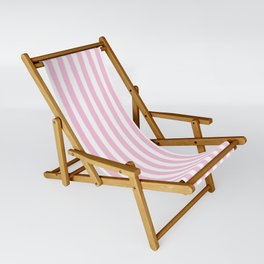 Pink and White Cabana Stripes Palm Beach Preppy Sling Chair