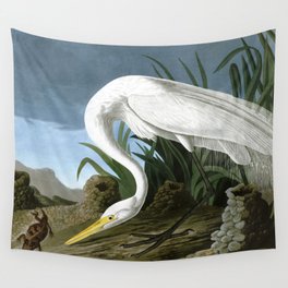 White Heron by John James Audubon Wall Tapestry
