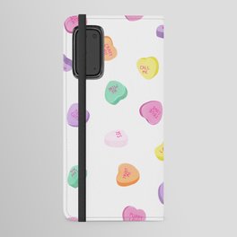 Valentines Day Conversation Heart Candies Pattern - White Android Wallet Case