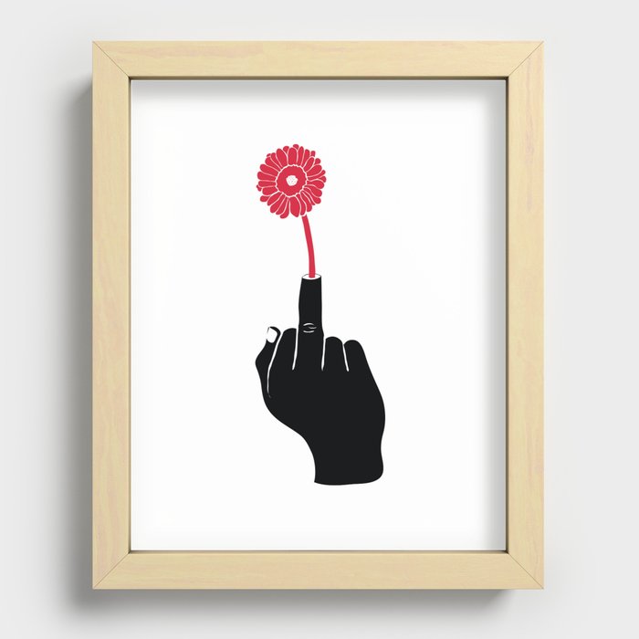 The One Fingered (Hippy) Solute Recessed Framed Print