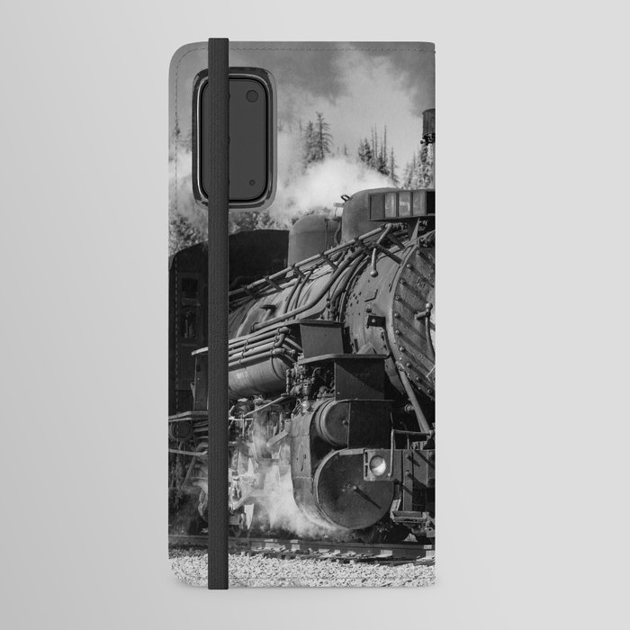 The 484 - Steam Engine Train Locomotive in Colorado in Black and White Android Wallet Case