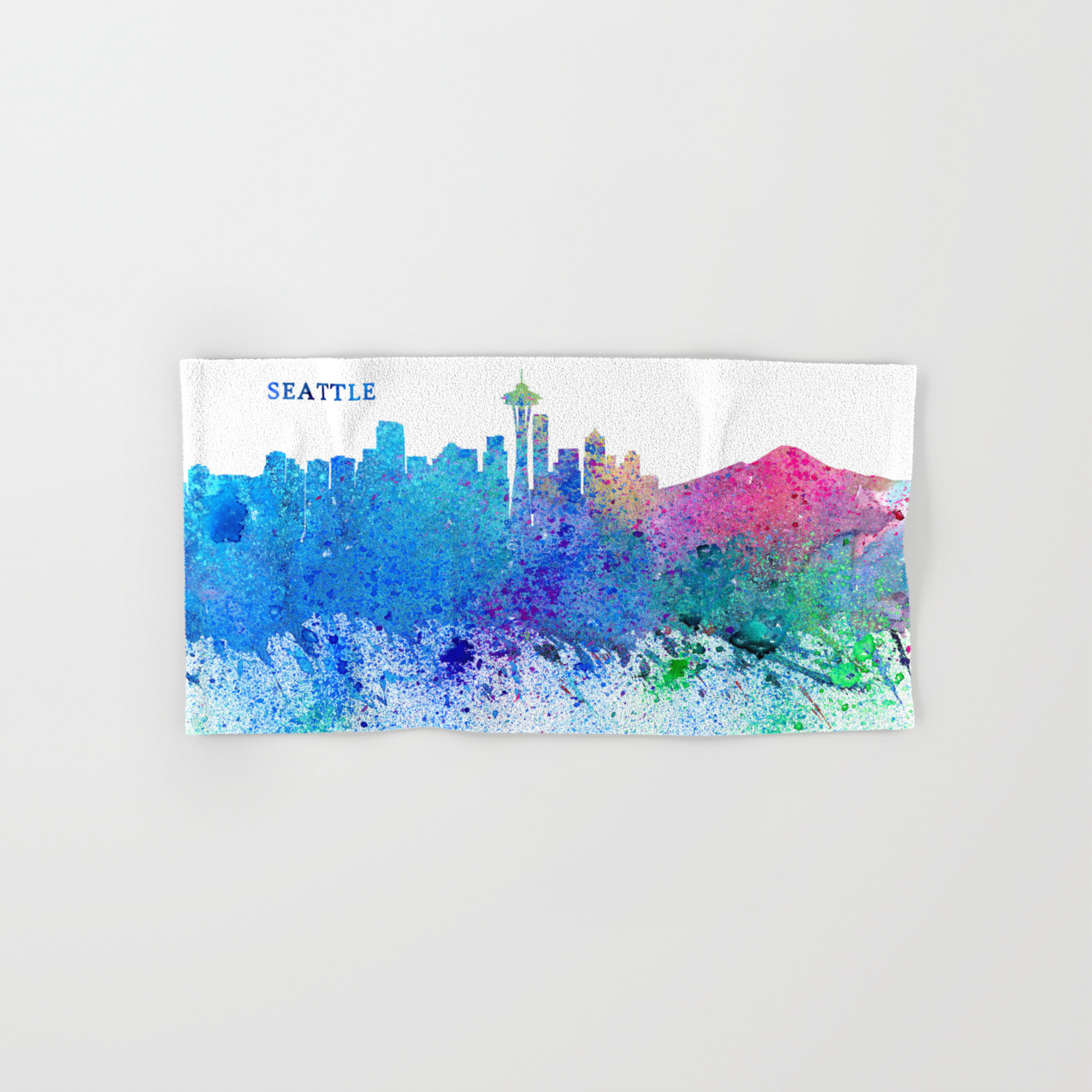 Seattle Skyline Silhouette Impressionistic Splash Hand Bath