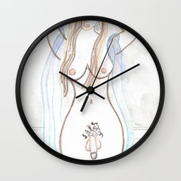 SEXY TRANS NUDE transgender art design full frontal nudity see-through sheer lingerie penis cock dick breasts mtf naked male to female erotic Wall Clock