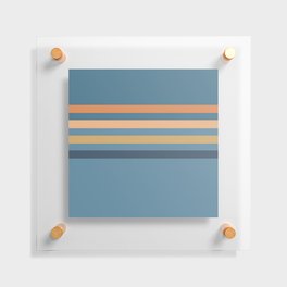 Taina - Blue Summer Vibes Retro Stripes Colourful Art Design  Floating Acrylic Print