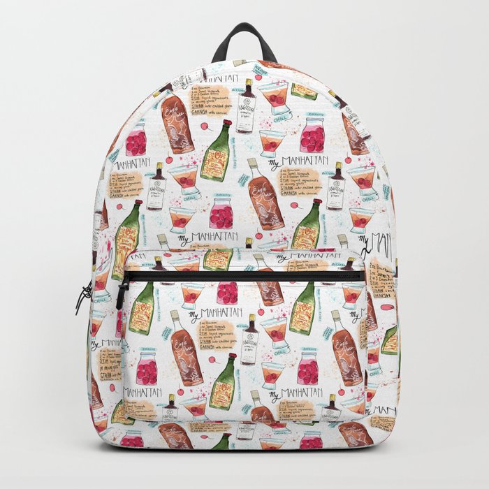 My Manhattan with Bourbon Cocktail Recipe Illustration Backpack