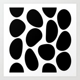 Black Stone Shapes on White Background - Retro Mood - Abstract #decor #society6 #buyart Art Print