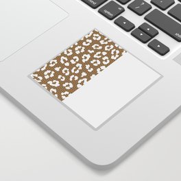 White Leopard Print Lace Vertical Split on Gold Brown Sticker