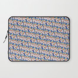 'Catholic' Trendy Rainbow Text Pattern (Blue) Laptop Sleeve