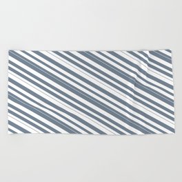 [ Thumbnail: White & Slate Gray Colored Lined/Striped Pattern Beach Towel ]