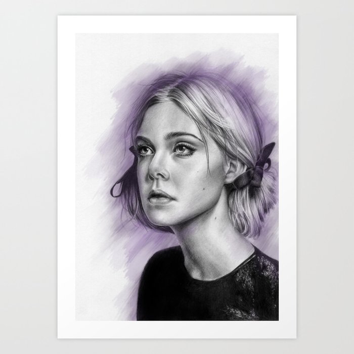 Elle Fanning Drawing - Spatter Series Art Print by two-pencils | Society6