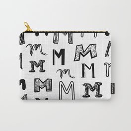 Letter M Black and White Doodles Carry-All Pouch