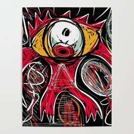 Red Devil in the Night Graffiti Art by Emmanuel Signorino Poster
