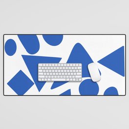 Blue shapes on white background 2 Desk Mat