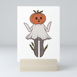 Ghost Pumpkin Halloween Design Mini Art Print