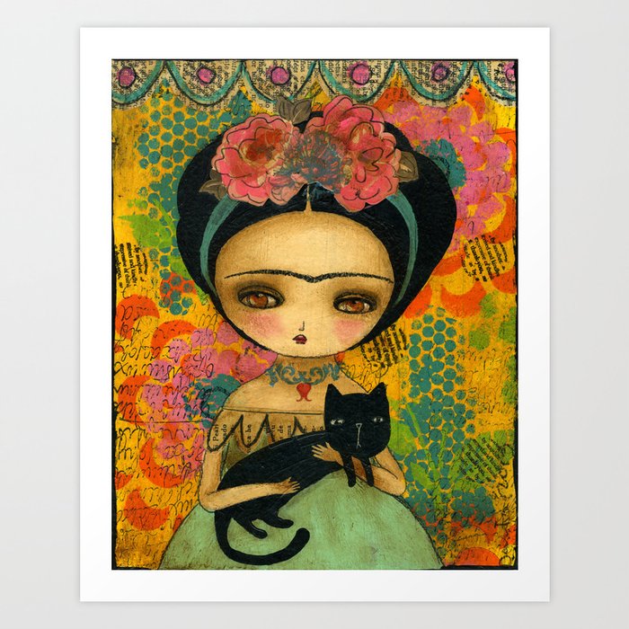 Frida And Her Cat Art Print By Danitaart Society6