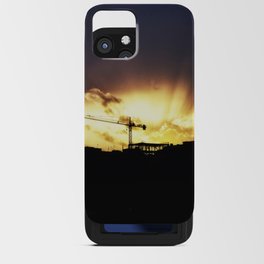 The sun set on construction crane iPhone Card Case