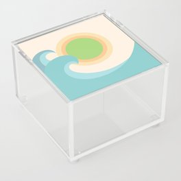 Overflow - Spring Colourful Minimalistic Retro Style Double Wave Sunset Acrylic Box