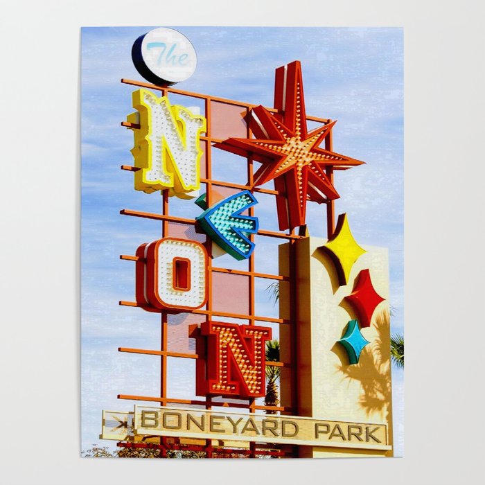 Neon Boneyard Poster by Kim Lawson Art Society6