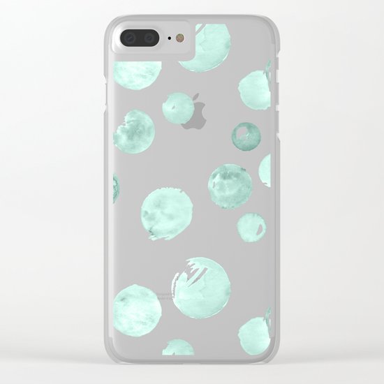 Aqua Sky Watercolors Polka Dots Clear iPhone Case
