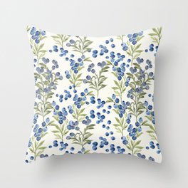 ‘Wild Blueberry’ - Botanical Pattern Throw Pillow
