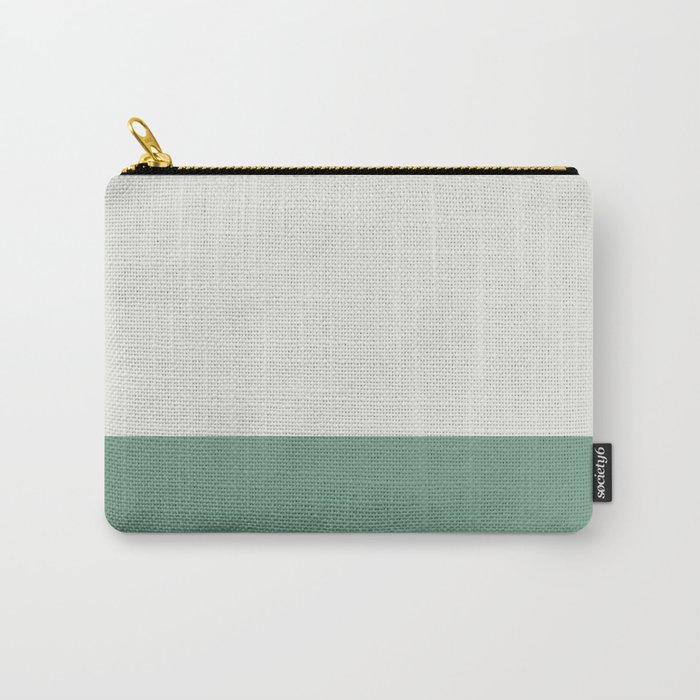 Pale Gray and Teal Sage Green Minimalist Color Block Solid Carry-All Pouch