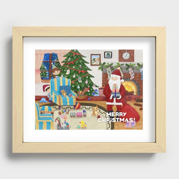 visit santa christmas card Recessed Framed Print