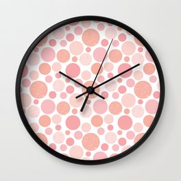 Pastel pink polka dots Wall Clock