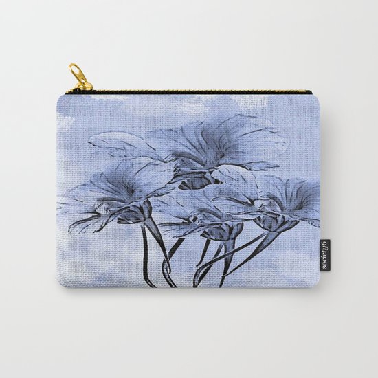 Painterly Blue Floral Carry-All Pouch