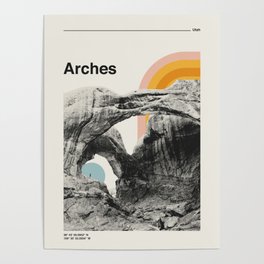 Retro Travel Poster, Arches National Park Collage Poster
