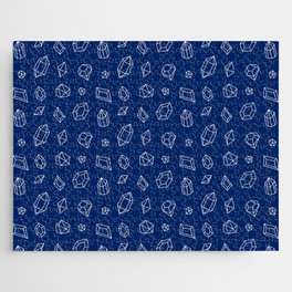 Blue and White Gems Pattern Jigsaw Puzzle