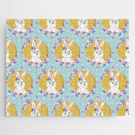 Easter Bunny With Glasses And Flowers Jigsaw Puzzle