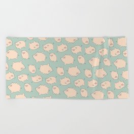 small pigs (teal) Beach Towel