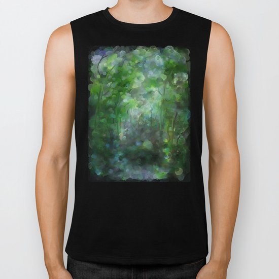 Watercolor forest Biker Tank