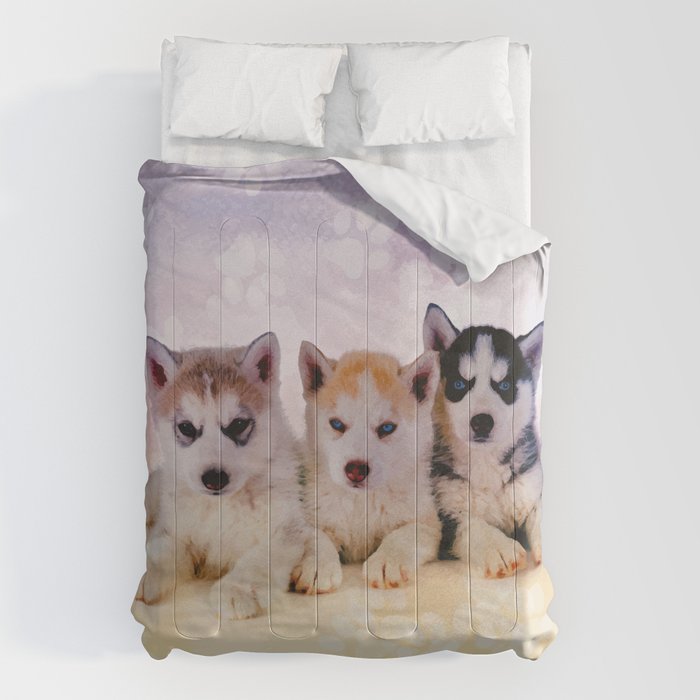 Siberian Husky Puppies Comforter by Creativemotions Society6