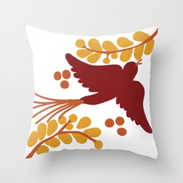 Talavera bird 8, maroon and yellow Throw Pillow