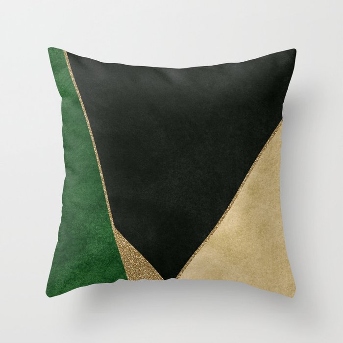 Emerald Geometry Throw Pillow