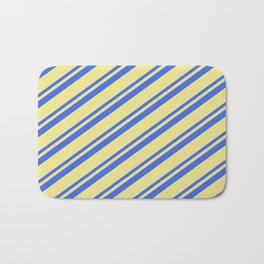 [ Thumbnail: Royal Blue & Tan Colored Stripes Pattern Bath Mat ]