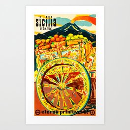 Sicily Italy Vintage Travel Ad Art Print