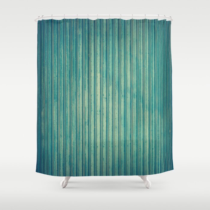 Blue Corrugated Metal Shower Curtain by alteredatelier Society6