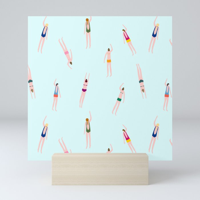 Swimmers in the pool Mini Art Print