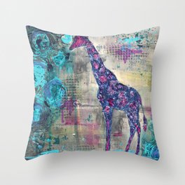 Majestic Series: Giraffe having a berry Throw Pillow