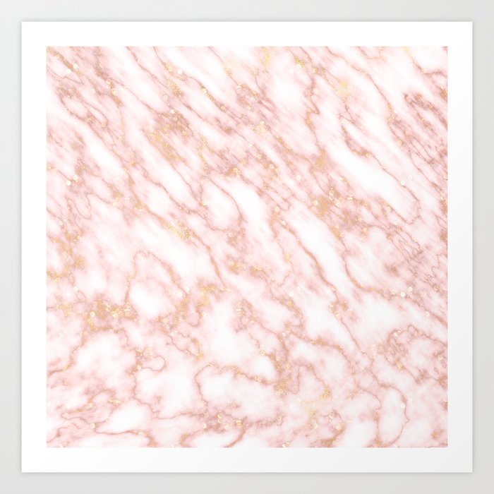 Elegant Rose Gold Marbled Streaks On Creamy Background Art Print By Dec02 Society6