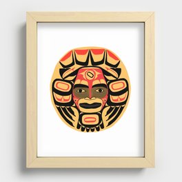 Flat style icon with tribal mask symbol. Native American Indian drawing. Indigenous  symbol. Recessed Framed Print
