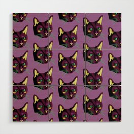 Graphic Cat Head - Purple Palette Wood Wall Art