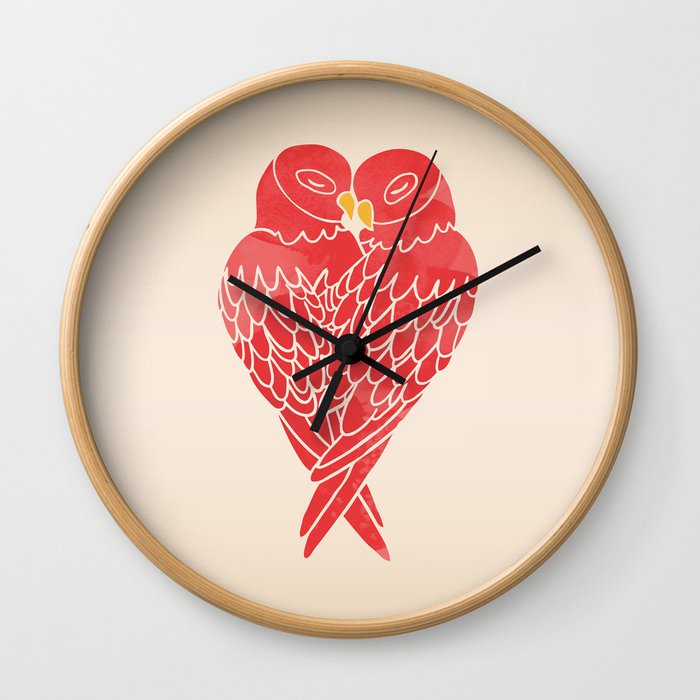 Love Birds (Red) Wall Clock