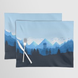 Aqua Blue Mountains And Forest Vista - Winter Sunrise Placemat